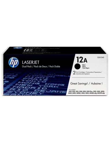 Q2612AD Toner Monocromatico Cartuccia n  12A 2 000 Copie Black Confezione da 2